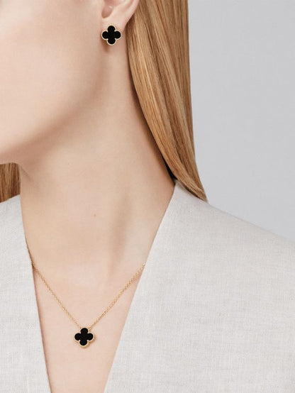 Black Vancleef Clover Necklace