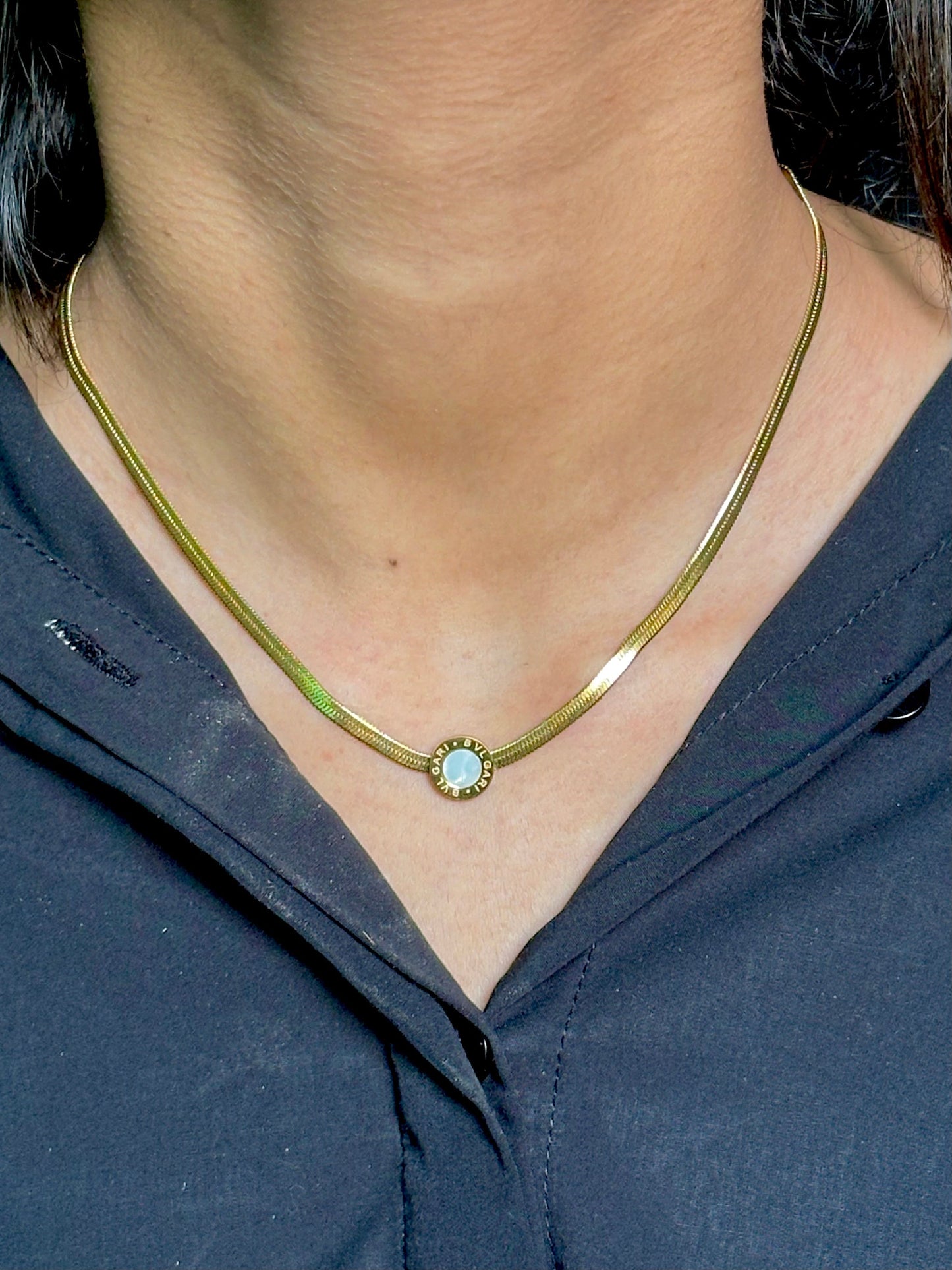 Bvlgari white snake chain necklace