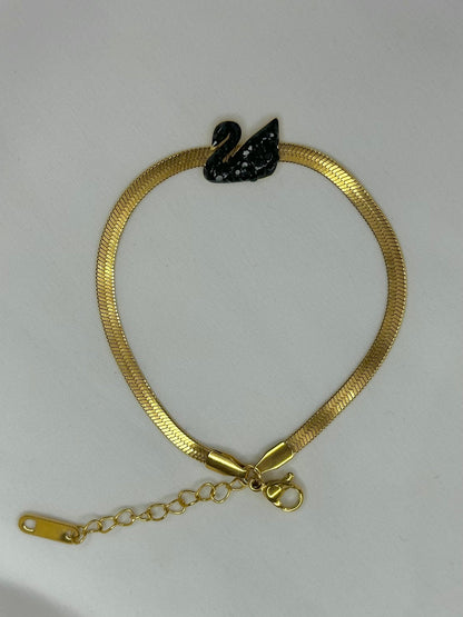 Black swan snake chain sleek bracelet