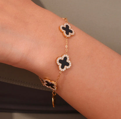 Luxe Black Clover 5 Motifs Bracelet