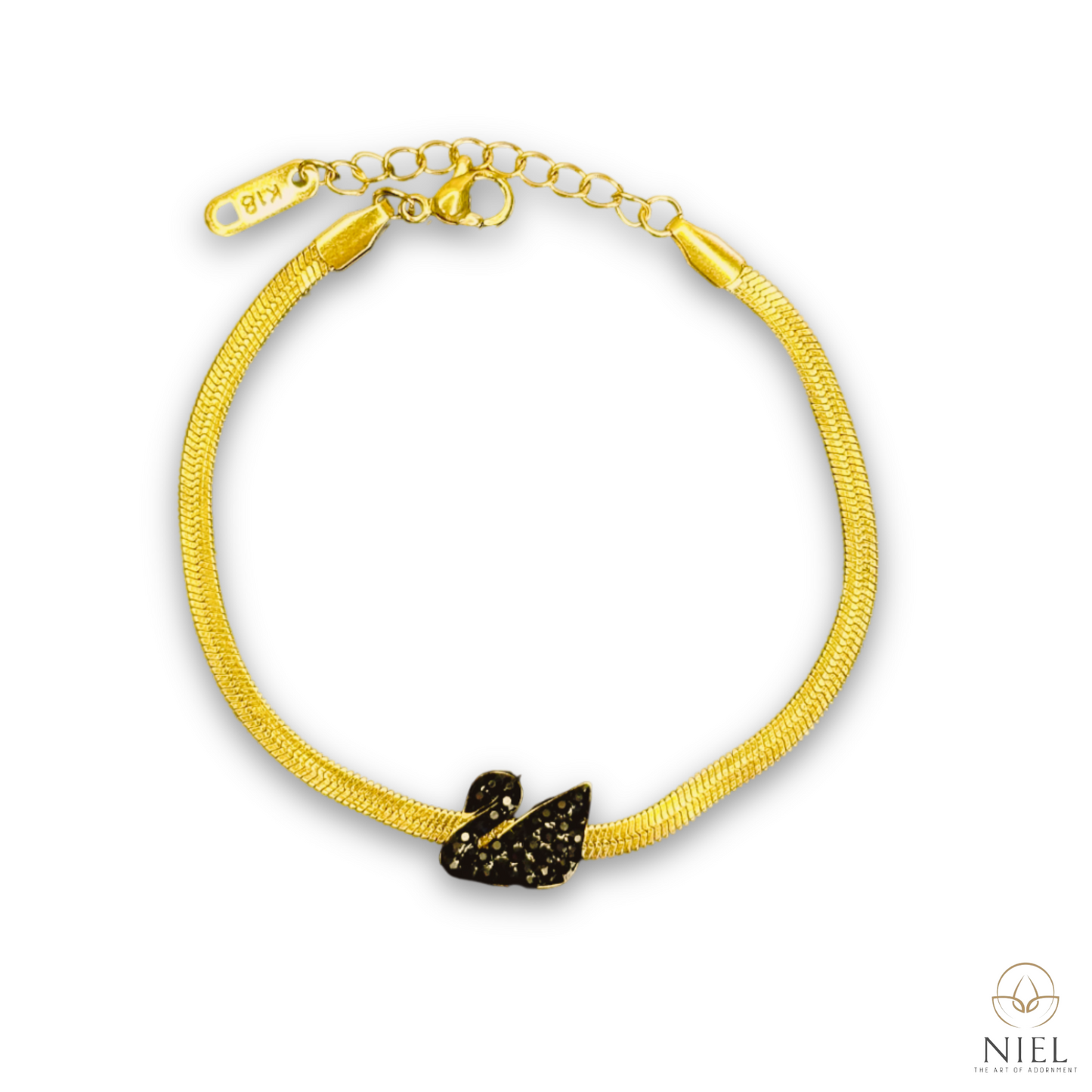 Black swan snake chain sleek bracelet