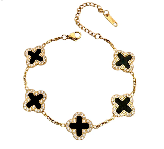 Luxe Black Clover 5 Motifs Bracelet