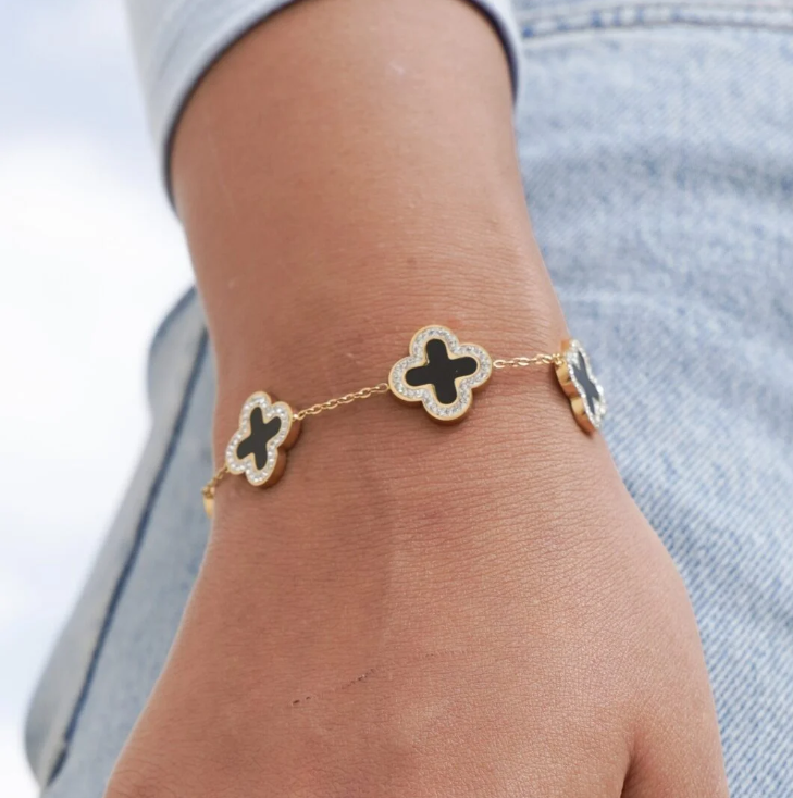 Luxe Black Clover 5 Motifs Bracelet
