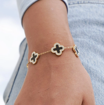 Luxe Black Clover 5 Motifs Bracelet